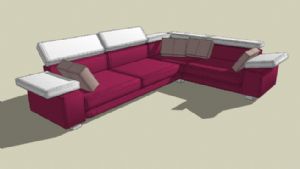 sketchup-沙发模型-简约转角客厅沙发