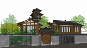 中式川西建筑SU模型