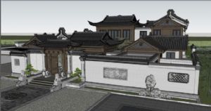 中式别墅建筑SU模型