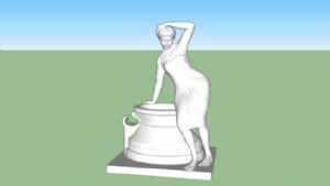 洗澡的女人雕SU模型
