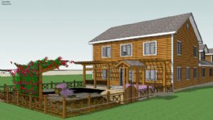带庭院的木屋SU模型