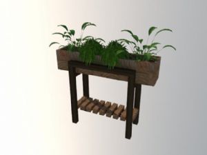 木制花箱植物SU模型