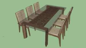 六人座餐桌椅SU模型