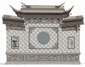 中式照壁免费SU模型