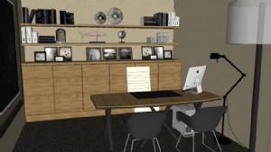 书房办公桌椅SU模型