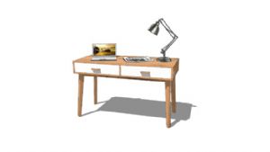 现代木质书桌SU模型