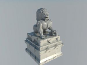 石雕狮子雕塑SU模型