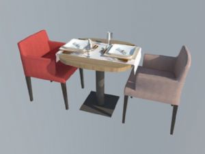 现代西餐厅餐桌椅双人座位SU素材网模型