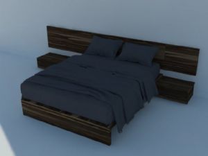木制板床床垫SU模型