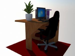 木制电脑桌椅SU模型