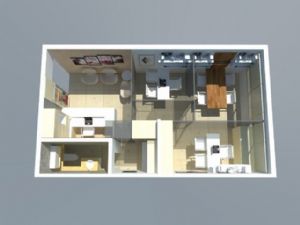 小公寓室内设计SU免费模型下载