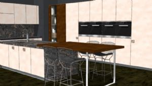 开放式厨房橱SU模型