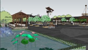 中式景观公园SU模型