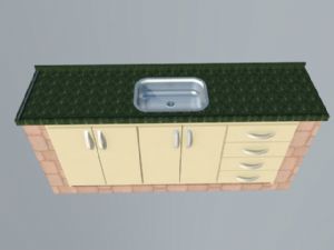 小型橱柜洗菜SU模型