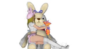 美女熊抱兔子SU模型