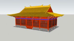 中式建筑大殿SU模型