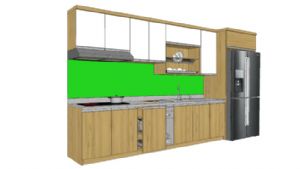 木色调的厨房橱柜冰箱厨具SU免费下载