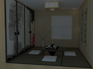 日式茶室空间SU模型