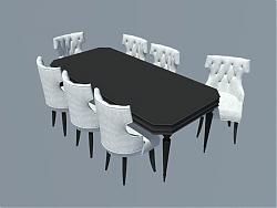 北欧现代餐桌椅SU模型