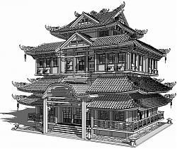 日式古建筑古建阁楼SU模型
