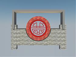中式景观墙景墙SU模型