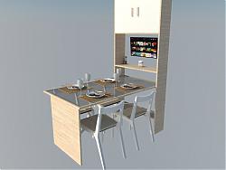 餐桌椅柜子组合SU模型