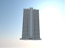 白模高层住宅建筑-公寓楼-门面su模型