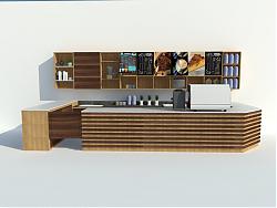 咖啡店吧台柜前台SU模型