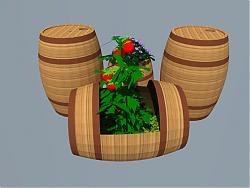 木桶花箱景观小品SU模型