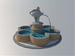 欧式倒水喷泉SU模型