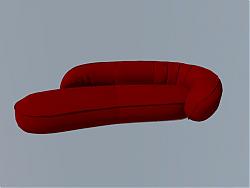 现代红色沙发SU模型
