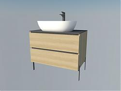 木制洗手池洗手台SU模型