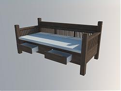 木制沙发床SU模型