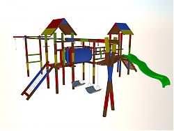 儿童木质滑滑梯游乐设施su模型免费下载
