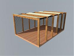 木质凉棚廊架SU模型