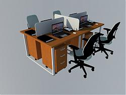 现代办公室办公桌椅SU模型