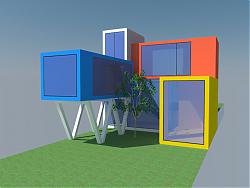 集装箱建筑住宅SU模型