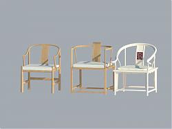 中式扶手椅交椅SU模型
