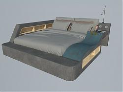 智能双人床床铺SU模型