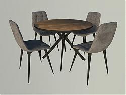 圆形木制餐桌椅SU模型