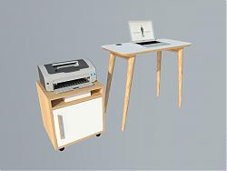 木质办公桌打印机SU模型
