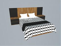 木制双人床床铺SU模型