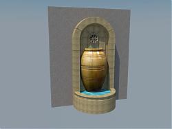 陶罐流水水景墙SU模型