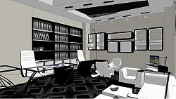 现代办公室空间草图模型
