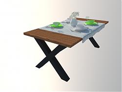 木制欧式小餐桌SU模型