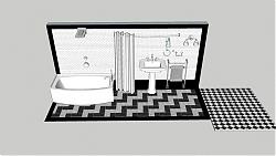 浴室道具浴缸洗手池SU模型