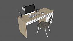 现代电脑桌书桌办公桌家具su模型