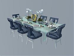 欧式餐桌椅家具SU模型