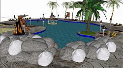 东南亚度假游泳池SU模型