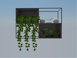 格子柜架植物架SU模型
